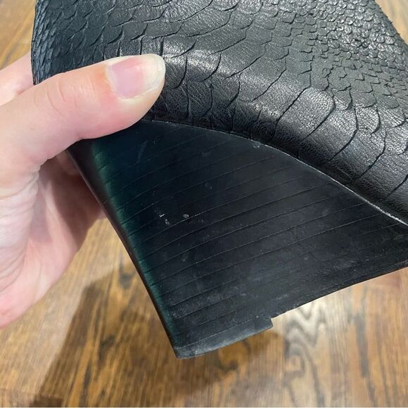 JOIE Jalena Black Snake Embossed Leather Wedge Ankle Boots - Picture 8 of 11